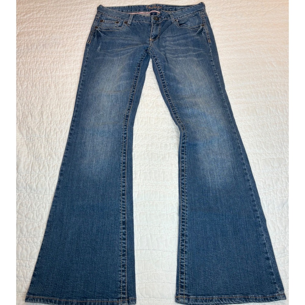 Amethyst Flare Leg Jeans Juniors 11 Medium Wash Mid Rise Stretch Denim Retro Y2K